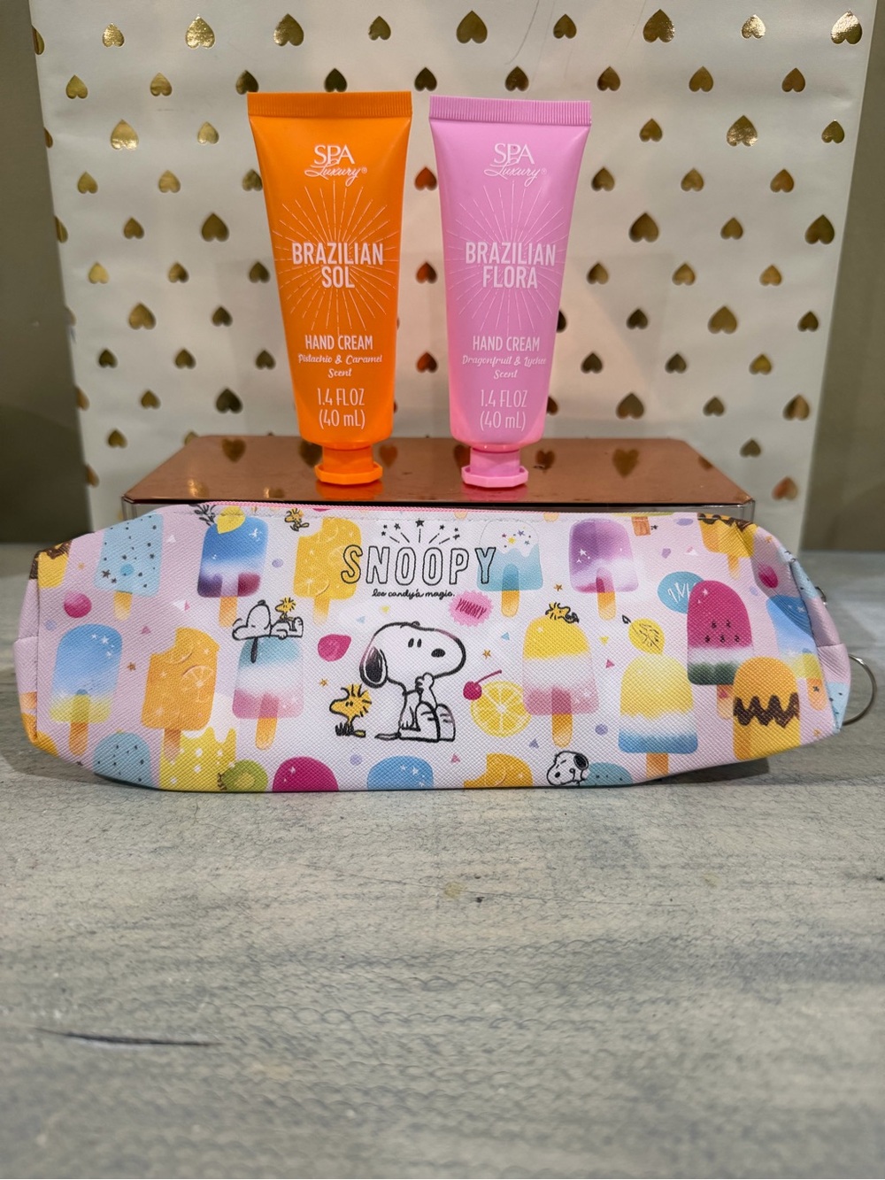 Snoopy Pencil/Beauty Pouch & Sol de Janeiro-Inspired Hand Cream 3 PC Bundle